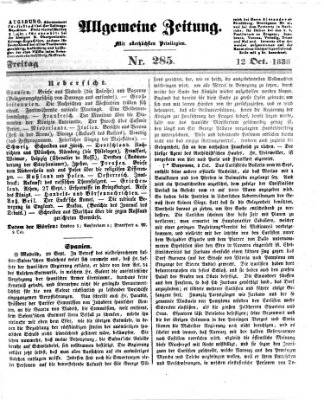 Allgemeine Zeitung Freitag 12. Oktober 1838