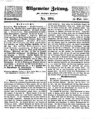 Allgemeine Zeitung Donnerstag 18. Oktober 1838