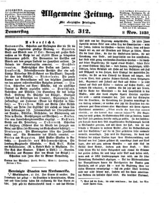 Allgemeine Zeitung Donnerstag 8. November 1838