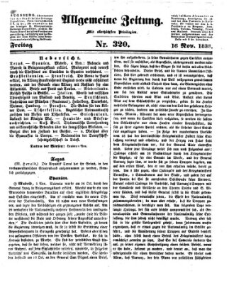 Allgemeine Zeitung Freitag 16. November 1838