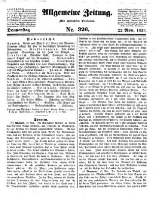 Allgemeine Zeitung Donnerstag 22. November 1838