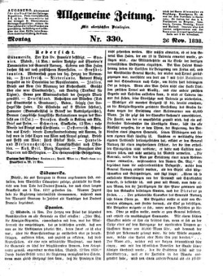 Allgemeine Zeitung Montag 26. November 1838