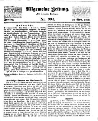 Allgemeine Zeitung Freitag 30. November 1838