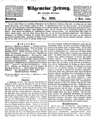 Allgemeine Zeitung Sonntag 2. Dezember 1838