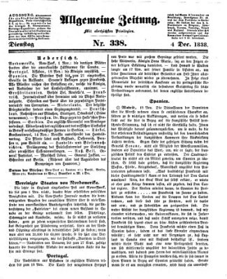 Allgemeine Zeitung Dienstag 4. Dezember 1838