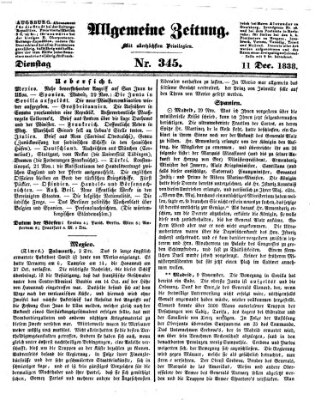 Allgemeine Zeitung Dienstag 11. Dezember 1838