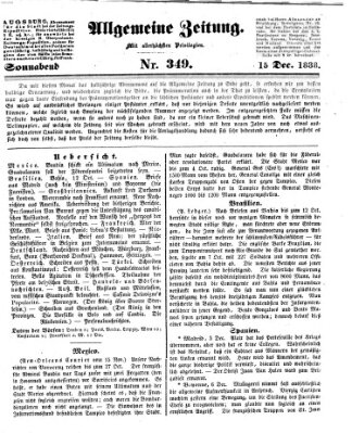 Allgemeine Zeitung Samstag 15. Dezember 1838