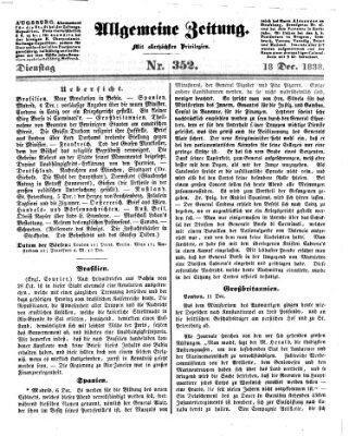 Allgemeine Zeitung Dienstag 18. Dezember 1838