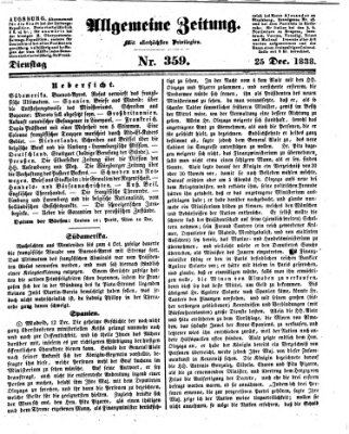 Allgemeine Zeitung Dienstag 25. Dezember 1838