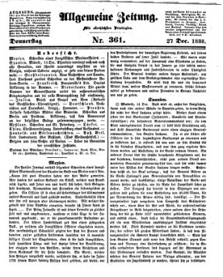 Allgemeine Zeitung Donnerstag 27. Dezember 1838