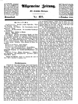 Allgemeine Zeitung Samstag 4. Oktober 1845