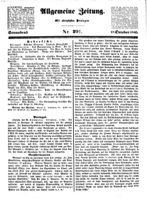 Allgemeine Zeitung Samstag 18. Oktober 1845