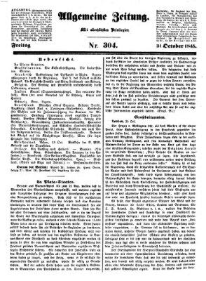 Allgemeine Zeitung Freitag 31. Oktober 1845