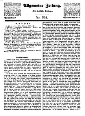 Allgemeine Zeitung Samstag 1. November 1845