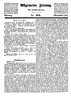 Allgemeine Zeitung Sonntag 2. November 1845