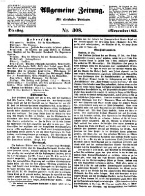 Allgemeine Zeitung Dienstag 4. November 1845