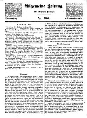 Allgemeine Zeitung Donnerstag 6. November 1845