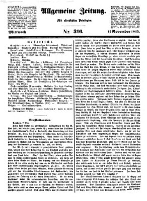 Allgemeine Zeitung Mittwoch 12. November 1845