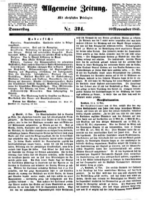 Allgemeine Zeitung Donnerstag 20. November 1845