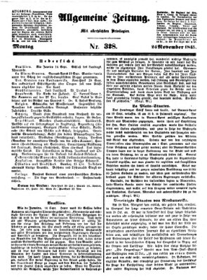 Allgemeine Zeitung Montag 24. November 1845