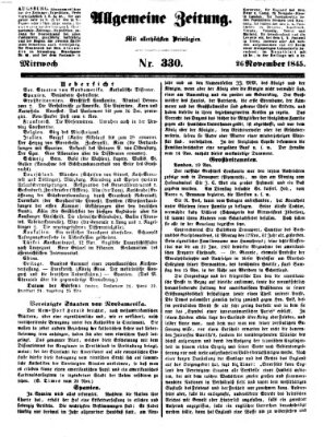 Allgemeine Zeitung Mittwoch 26. November 1845