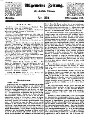 Allgemeine Zeitung Sonntag 30. November 1845