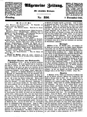 Allgemeine Zeitung Dienstag 2. Dezember 1845