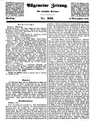 Allgemeine Zeitung Freitag 12. Dezember 1845