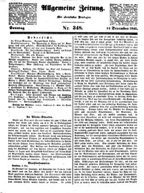 Allgemeine Zeitung Sonntag 14. Dezember 1845