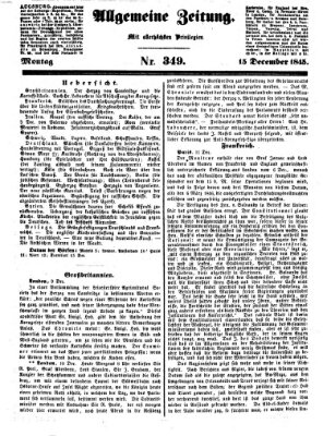 Allgemeine Zeitung Montag 15. Dezember 1845