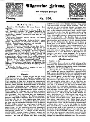 Allgemeine Zeitung Dienstag 16. Dezember 1845