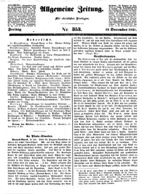 Allgemeine Zeitung Freitag 19. Dezember 1845