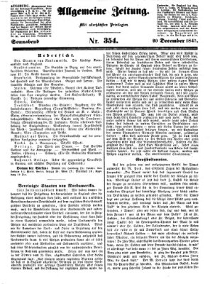 Allgemeine Zeitung Samstag 20. Dezember 1845