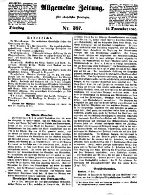 Allgemeine Zeitung Dienstag 23. Dezember 1845