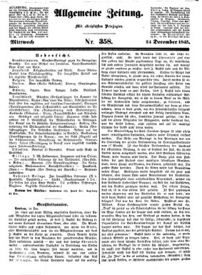 Allgemeine Zeitung Mittwoch 24. Dezember 1845