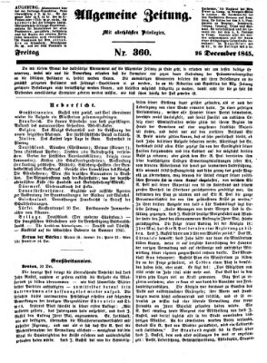 Allgemeine Zeitung Freitag 26. Dezember 1845