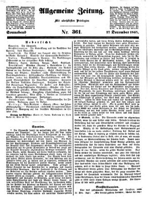 Allgemeine Zeitung Samstag 27. Dezember 1845