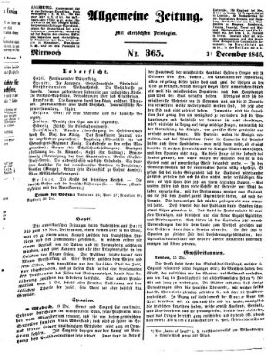 Allgemeine Zeitung Mittwoch 31. Dezember 1845