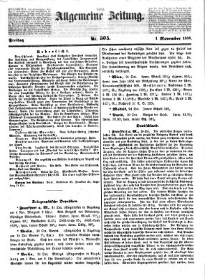 Allgemeine Zeitung Freitag 1. November 1850