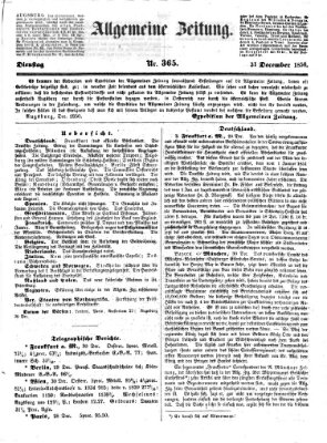 Allgemeine Zeitung Dienstag 31. Dezember 1850