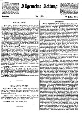 Allgemeine Zeitung Sonntag 11. Juli 1852