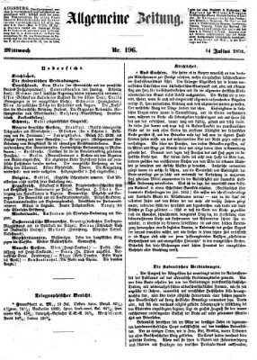 Allgemeine Zeitung Mittwoch 14. Juli 1852