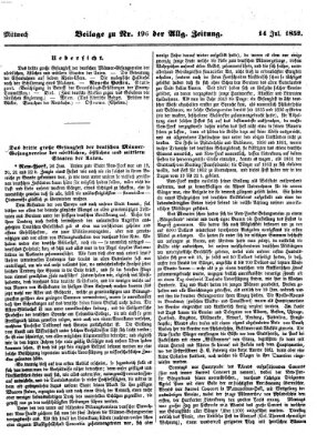 Allgemeine Zeitung Mittwoch 14. Juli 1852