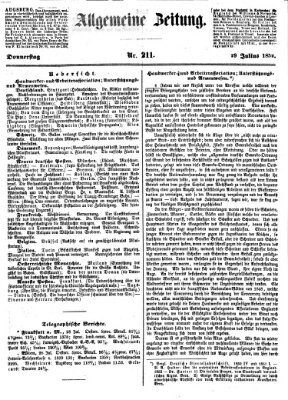 Allgemeine Zeitung Donnerstag 29. Juli 1852