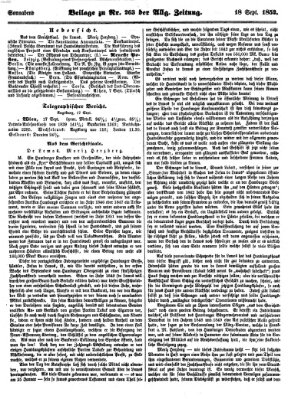 Allgemeine Zeitung Samstag 18. September 1852