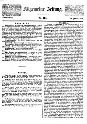 Allgemeine Zeitung Donnerstag 31. Juli 1856