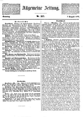 Allgemeine Zeitung Sonntag 3. August 1856