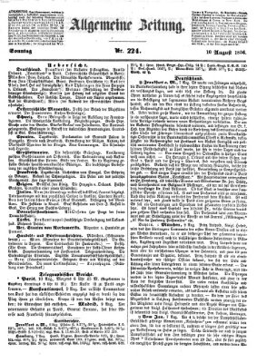 Allgemeine Zeitung Sonntag 10. August 1856