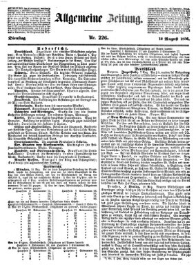 Allgemeine Zeitung Dienstag 12. August 1856