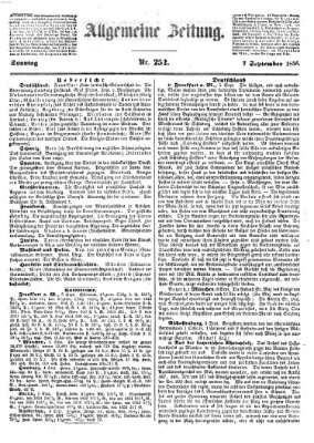 Allgemeine Zeitung Sonntag 7. September 1856